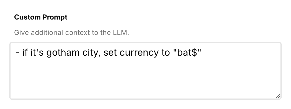 Custom prompt configuration