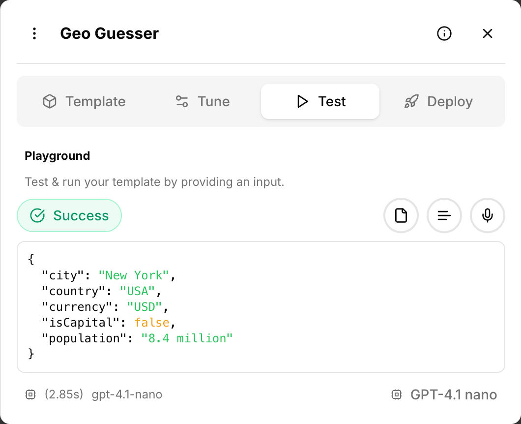 Test réussi d'un template dans okdata